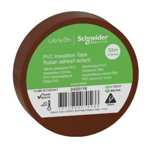Schneider 2420116 Insulation Tape 19mmx33m Brown