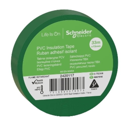 Schneider 2420117 Insulation Tape 19mmx33m Green