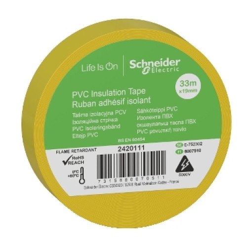 Schneider 2420111 Insulation Tape 19mmx33m Yellow
