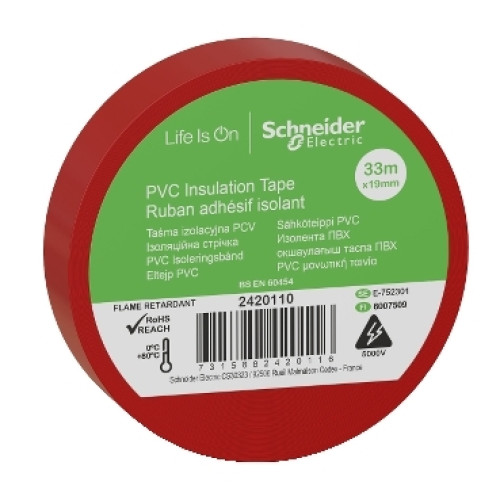 Schneider 2420110 Insulation Tape 19mmx33m Red