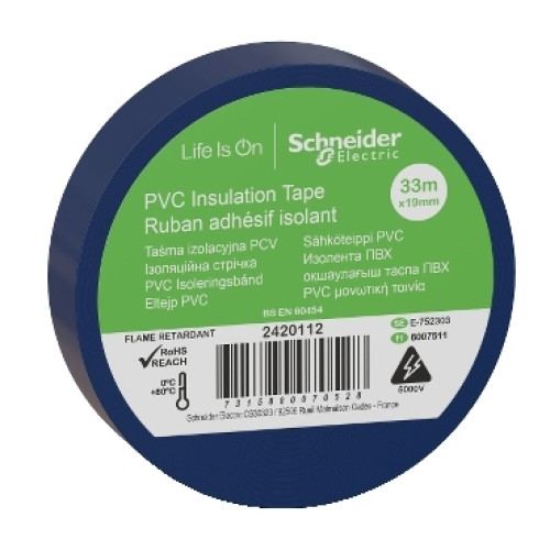 Schneider 2420112 Insulation Tape 19mmx33m Blue