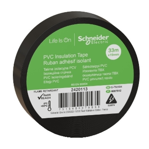 Schneider 2420113 Insulation Tape 19mmx33m Blk