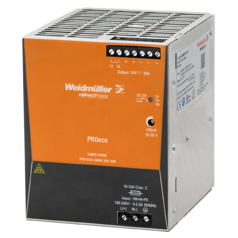 Weidmuller 1469510000 PRO ECO 480W 24V 20A Switch Mode Power Supply Unit