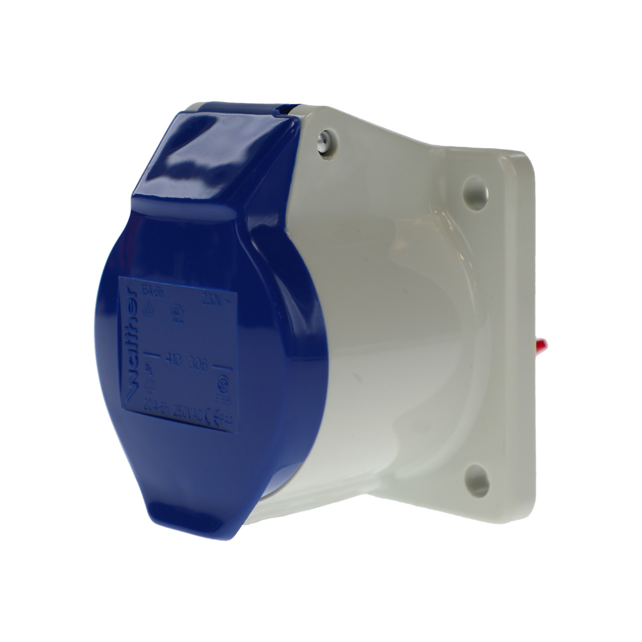 Walther 410306 16A 2P+E 230V Blue Panel Socket IP44
