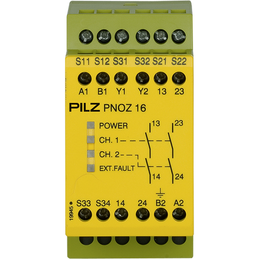 Pilz 774066 Emergency Stop Safety Relay 1/2 Channel Wiring 2NO 230VAC / 24VDC