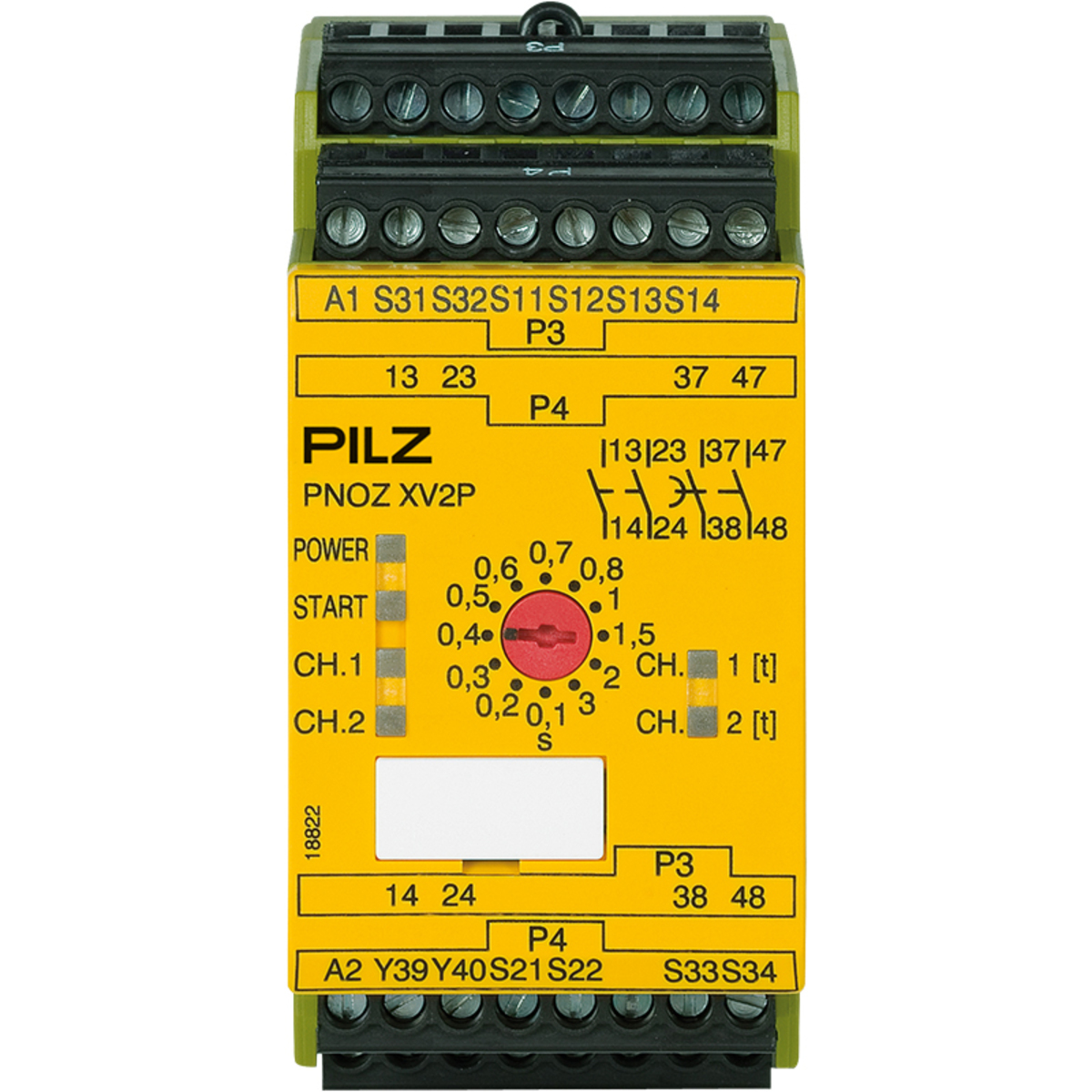 PILZ 777502 Emergency Stop Safety Timer Relay 1/2 Channel Wiring 2NO 2NO 24VDC 0.1-3s