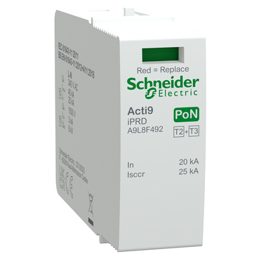 Schneider A9L8F492 Acti9 iPRD Surge Arrester Replacement Cartridge Type 2+3 L-N Protection