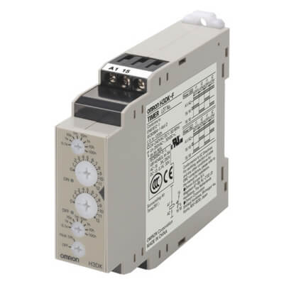 OMRON H3DK-F24-240VAC/DC DIN Rail Timer Twin On & Off Delay 0.1s-12h SPDT 5A
