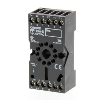 Omron PF113A-N Relay Socket Base DIN Rail / Surface Mounting 11 Screw Terminals (IEC/VDE)