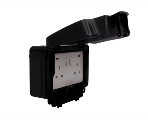 Vimark VWP1209DPN WeatherPro IP66 2 Gang 13A Switched Socket DP with Neon