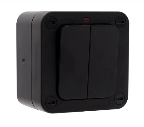 Vimark VWP1222 WeatherPro IP66 2 Gang 2 Way 20AX Switch with Neon