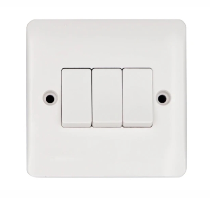 Vimark VP1205 Pro 3 Gang 2 Way 10AX Plate Switch