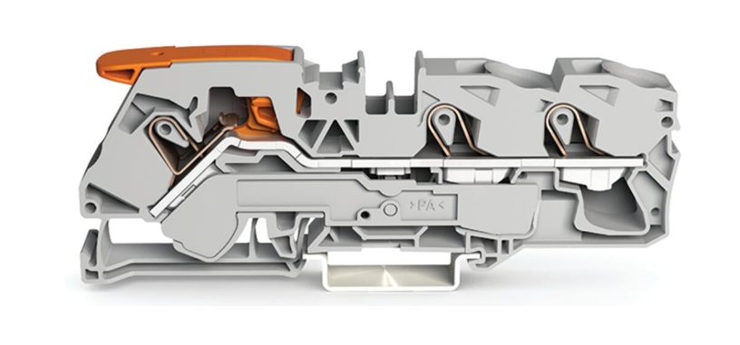 WAGO 2116-1301 ATEX 3-conductor Through Terminal Block with Lever and Push-in CAGE CLAMP® Grey 16mm²