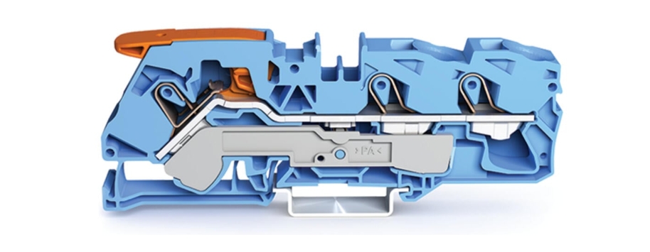 WAGO 2116-1304 ATEX 3-conductor Through Terminal Block with Lever and Push-in CAGE CLAMP® Blue 16mm²