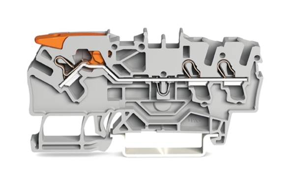 WAGO 2106-5301 ATEX 3-conductor Through Terminal Block with Lever and Push-Button CAGE CLAMP® Grey 6mm²