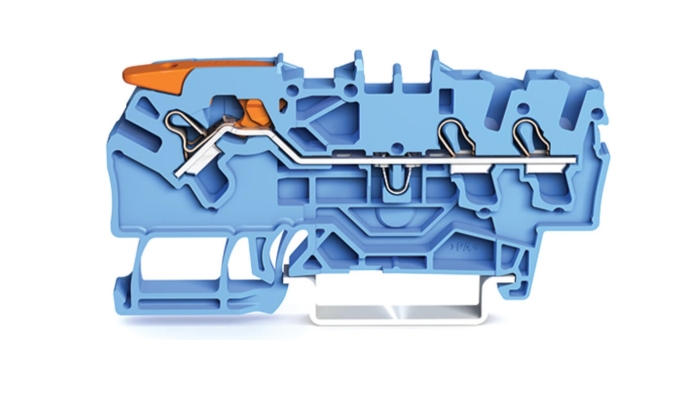 WAGO 2106-5304 ATEX 3-conductor Through Terminal Block with Lever and Push-Button CAGE CLAMP® Blue 6mm²