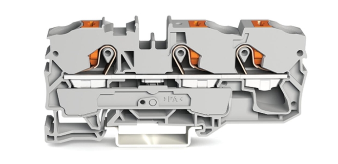 WAGO ATEX 3-conductor Through Terminal Block with Push-Button CAGE CLAMP® Grey 16.0mm²