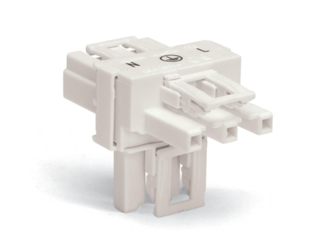WAGO 770-665 T-Distribution Connector 3-Pole 1 Input 2 Outputs 3 Locking Levers White