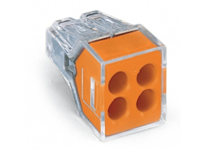 WAGO 773-104 PUSH WIRE® 4-Conductor Connector for Solid/Stranded Conductors 2.5mm Orange