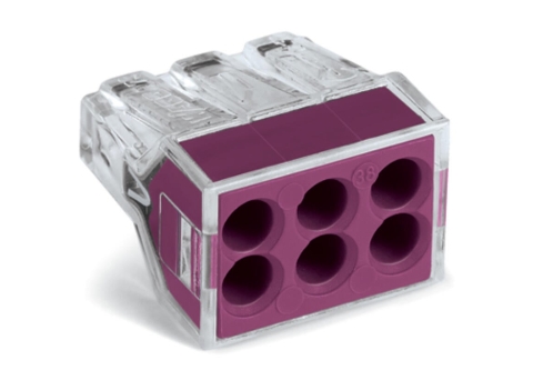 WAGO 773-106 PUSH WIRE® 6-Conductor Connector for Solid/Stranded Conductors 2.5mm Violet