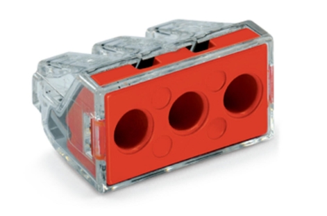 WAGO 773-173 PUSH WIRE® 3-Conductor Connector for Solid/Stranded Conductors 6.0mm Red