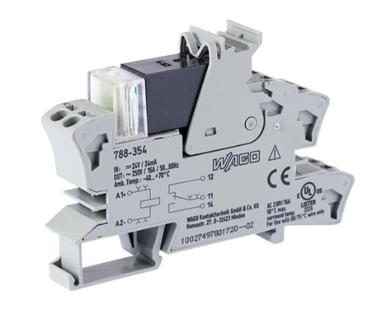 Wago 788-354  Relay Module Limiting Continuous Current 16A 24VDC 1 Changeover Contact 2.5mm