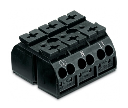WAGO 862-1503 4-Conductor Chassis-Mount Terminal Strip 3-Pole 4mm Black