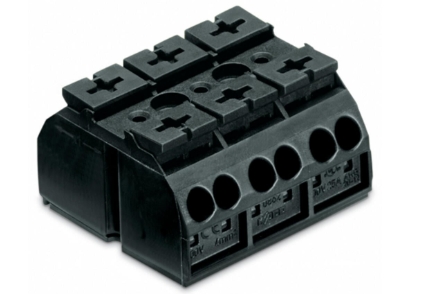 WAGO 862-503 4-Conductor Chassis-Mount Terminal Strip 3-Pole 4mm Black