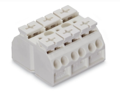 WAGO 862-603 4-Conductor Chassis-Mount Terminal Strip 3-Pole 4mm White