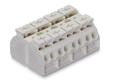 WAGO 862-604 4-Conductor Chassis-Mount Terminal Strip 4-Pole 4mm White