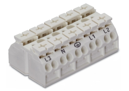 Wago 862-605 4-Conductor Chassis-Mount Terminal Strip 5-Pole 4mm White