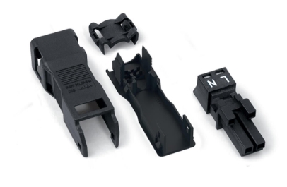 WAGO 890-102 Socket with Strain Relief Housing 2-Pole Black 1.5mm