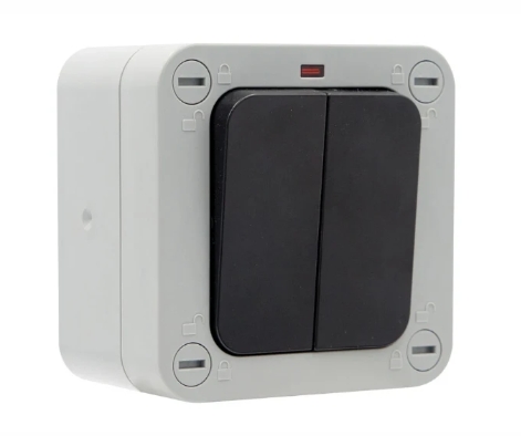 Timeguard TW1222 Weathersafe IP66 2 Gang 2 Way 20AX Switch with Neon