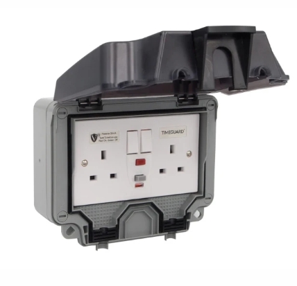 Timeguard TW1409DPP Weathersafe IP66 2 Gang 13A Switched Socket DP with Passive RCD