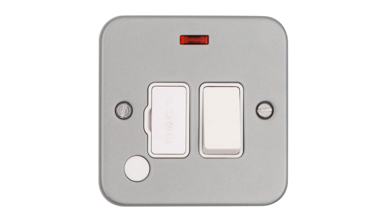 Vimark VM1373  Metalclad 13A Switched Spur with Neon and Flex Outlet