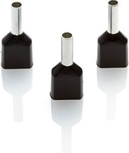 Partex TCEF1508F-C Black Twin Cord End Ferrule 1.5mm (100 Pack)