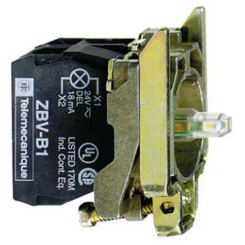 Schneider ZB4BW0B53 Orange 2NO LED Lighting Block with Fixing Collar 24V