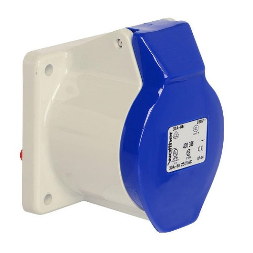 Walther 430306 Panel Mount Socket 32A 2P+E 230V IP44