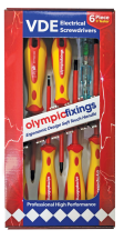 Olympic Fixings 224-010-325 VDE Softgrip Screwdrivers & Tester 7pc Set