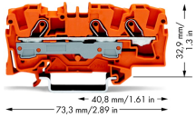 Wago 2006-1302 ATEX 3 Conductor Through Terminal Block Orange 6mm CAGE CLAMP®