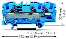 Wago 2006-1304 ATEX 3 Conductor Through Terminal Block Blue 6mm CAGE CLAMP®