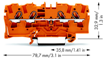 Wago 2004-1402 ATEX 4 Conductor Through Terminal Block Orange 4mm CAGE CLAMP®