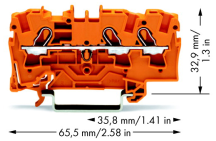 Wago 2004-1302 ATEX 3 Conductor Through Terminal Block 4mm CAGE CLAMP® Orange