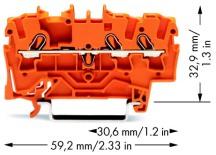 Wago 2002-1302 ATEX Push Fit Terminal 2.5mm 3 Conductor Orange